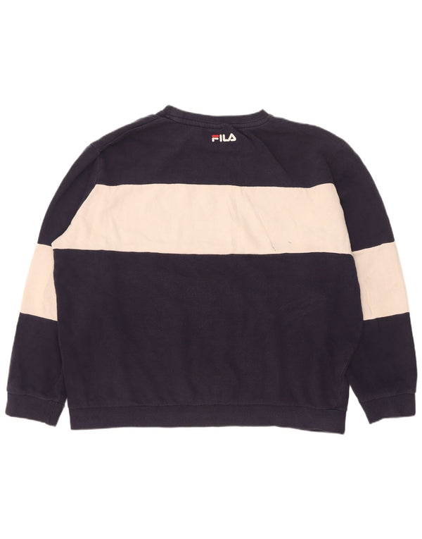 Ανδρικό γραφικό φούτερ Fila Jumper XL Navy Blue Colourblock Βαμβακερό
