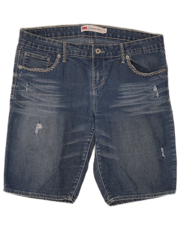 Γυναικείο τζιν βερμούδα LEVI'S Distressed US 13 Large W32 Μπλε βαμβακερό