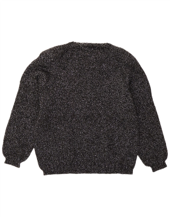 Vintage γυναικείο πουλόβερ με λαιμόκοψη UK 14 Medium Black Flecked