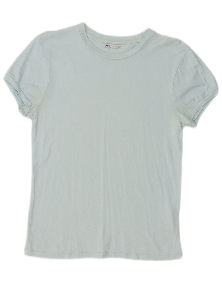 Zara Γυναικείο T-Shirt Top UK 10 Small Blue Viscose