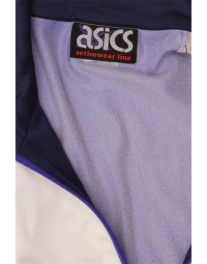 ASICS Womens Graphic Tracksuit Top Jacket UK 18 XL Purple Colourblock