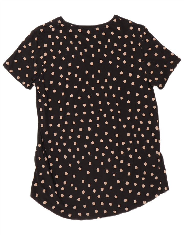 Γυναικείο T-Shirt ZARA Top UK 10 Small Black Pot Βαμβακερό
