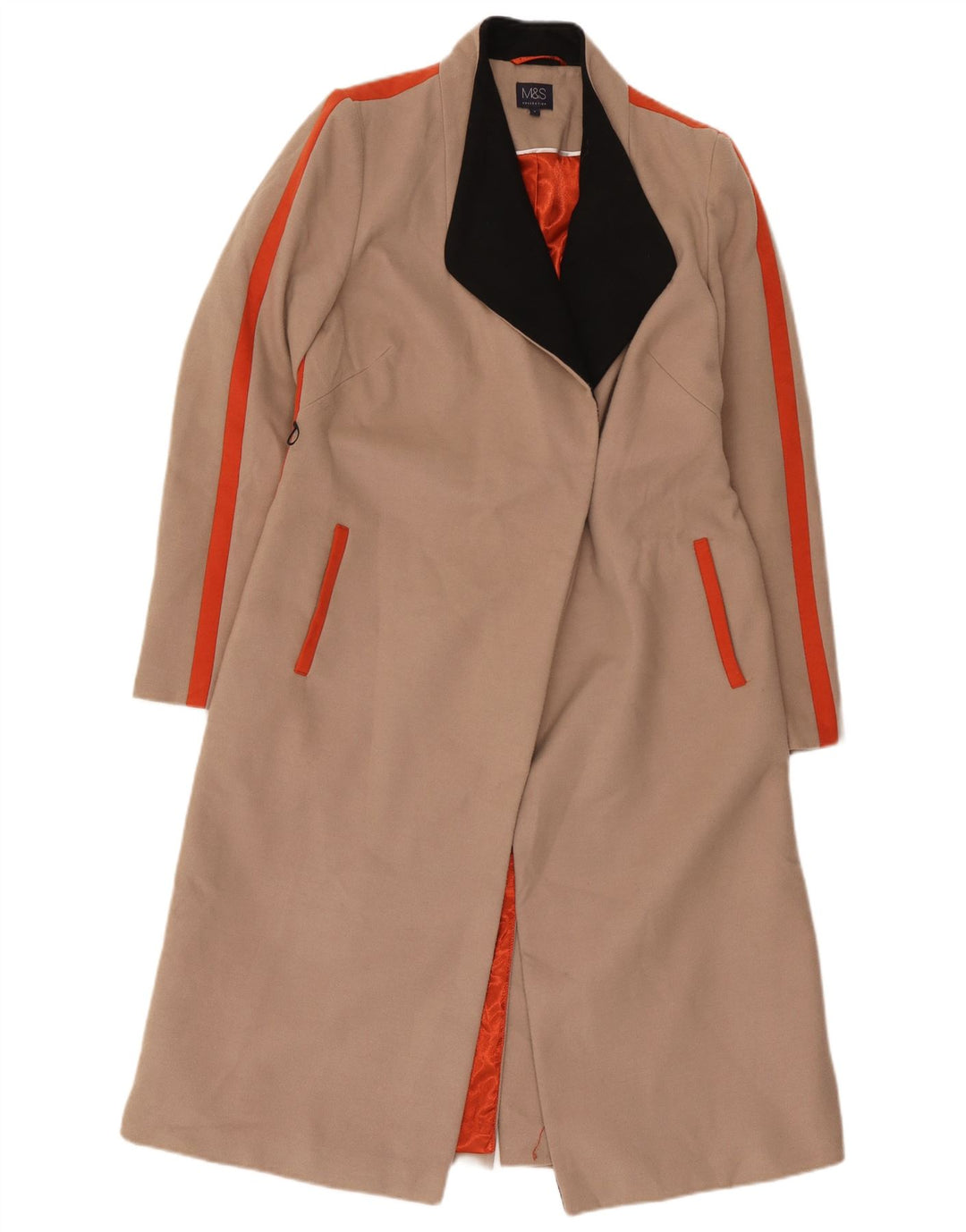 Marks & Spencer Γυναικείο ανοιχτό πανωφόρι UK 8 Small Beige Colourblock Polyester