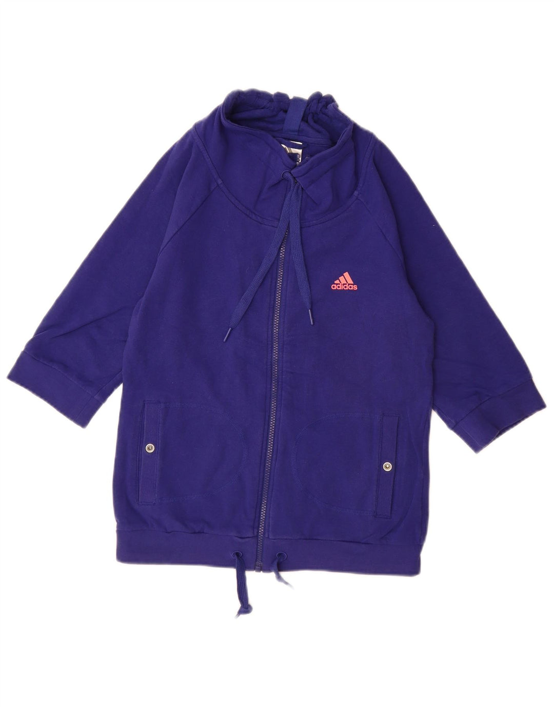 Γυναικεία 3/4 μανίκια ADIDAS φούτερ Jumper UK 10 Small Blue Cotton