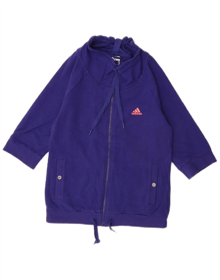 Γυναικεία 3/4 μανίκια ADIDAS φούτερ Jumper UK 10 Small Blue Cotton