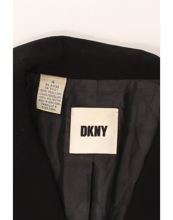 DKNY Womens 3 Button Blazer Jacket US 4 Small Black Wool Vintage Dkny and Second-Hand Dkny from Messina Hembry 