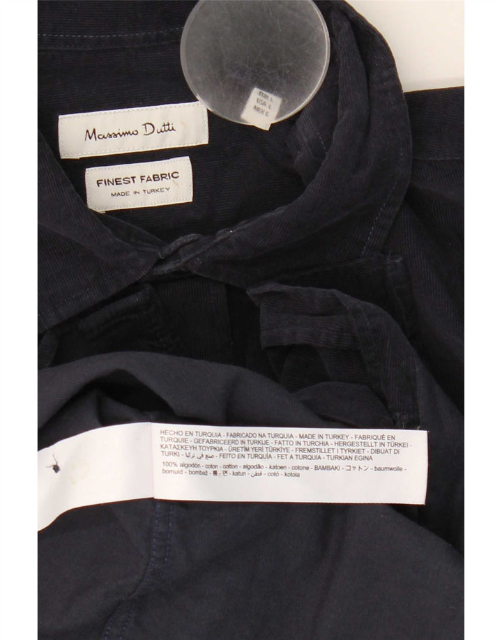 Ανδρικό κοτλέ πουκάμισο Massimo Dutti, μεγάλο μπλε ναυτικό βαμβακερό