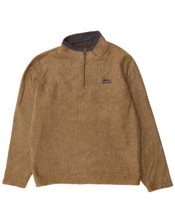 Weird Fish Mens Zip Fleece Jumper 2XL Khaki Polyester