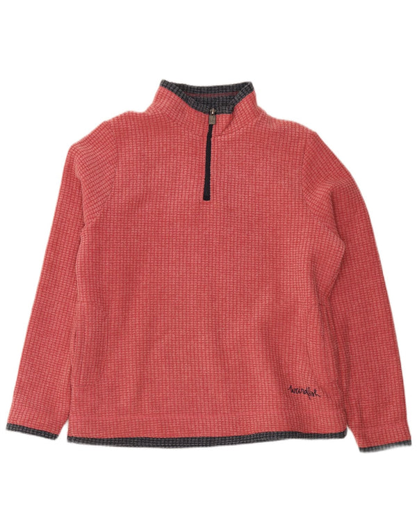 Weird Fish Womens Zip Fleece Jumper UK 16 Large Red Colourblock