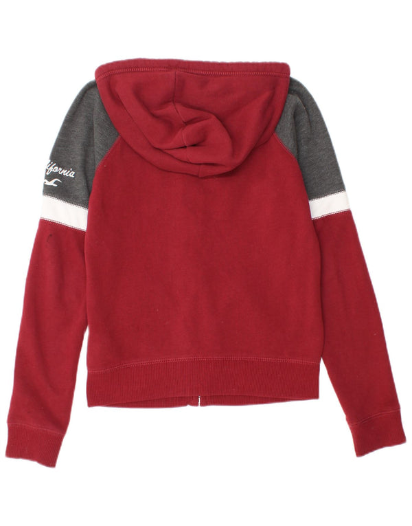 Hollister Γυναικείο πουλόβερ με κουκούλα με φερμουάρ UK 6 XS Κόκκινο βαμβακερό