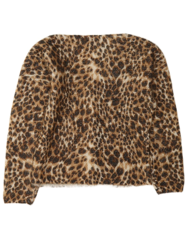 Vintage γυναικεία ζακέτα UK 10 Small Brown Animal print