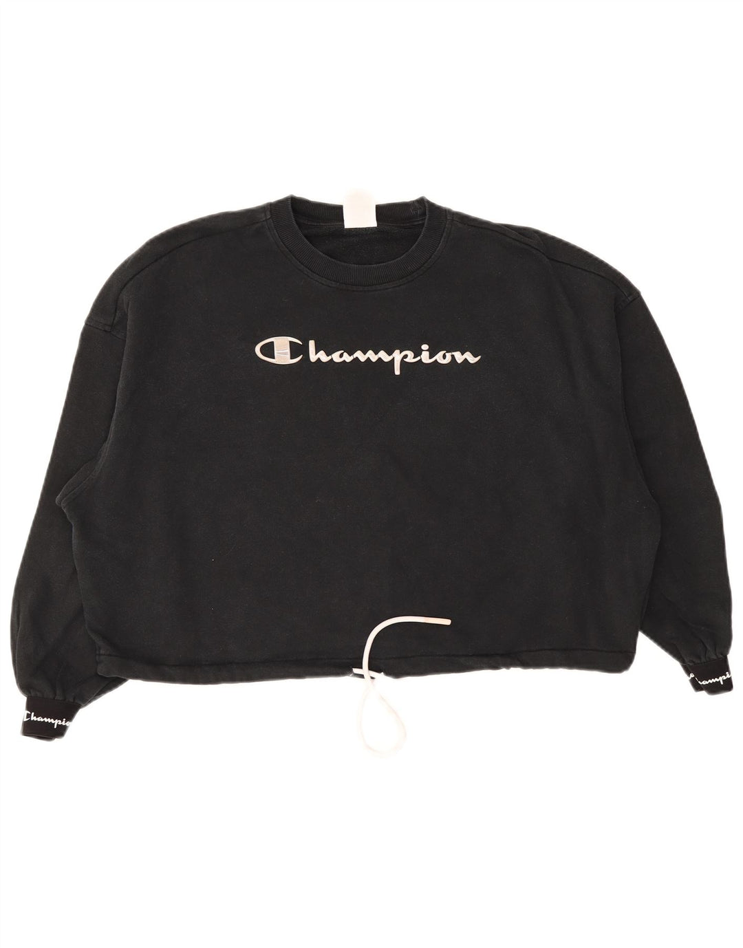Champion Womens Graphic Oversized Φούτερ Jumper UK 10 Small Black