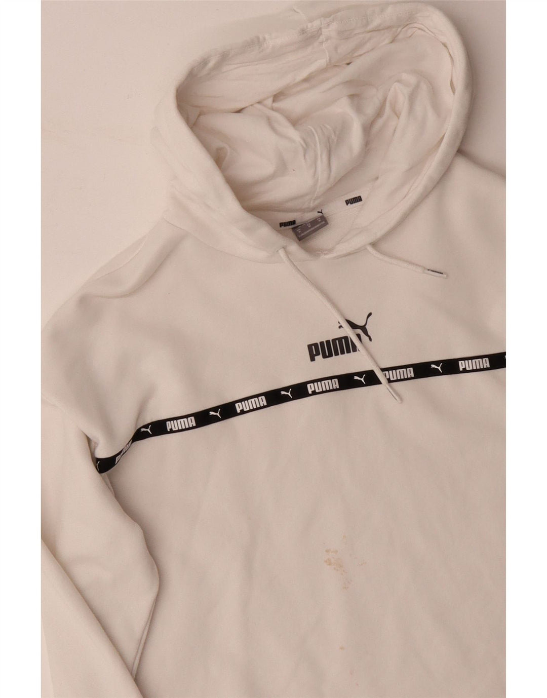 Γυναικεία PUMA Oversized Crop Graphic Hoodie Jumper UK 14 Μεσαίο λευκό βαμβακερό