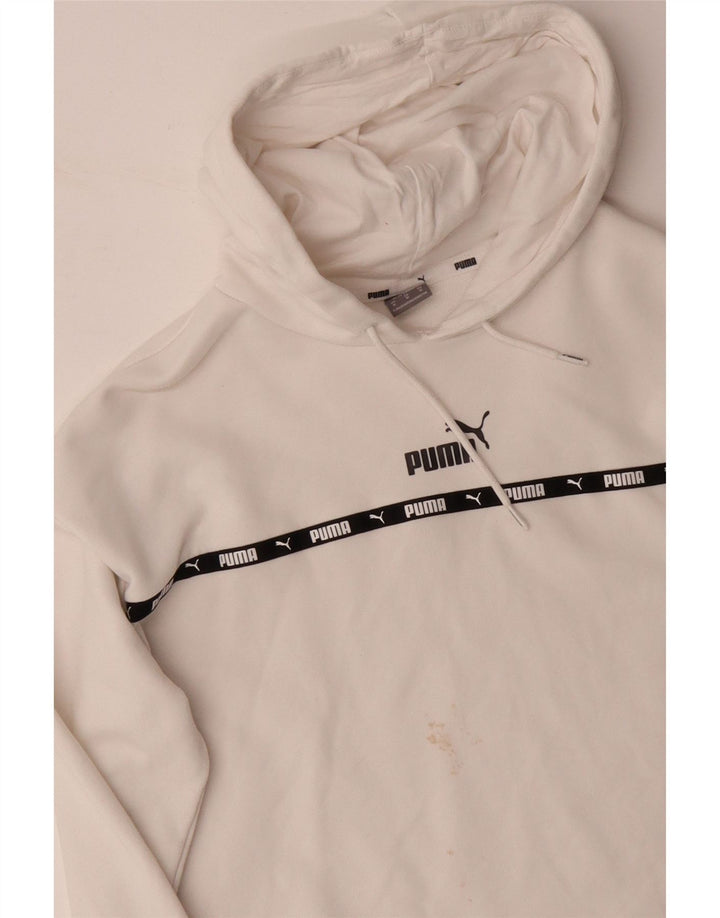 Γυναικεία PUMA Oversized Crop Graphic Hoodie Jumper UK 14 Μεσαίο λευκό βαμβακερό