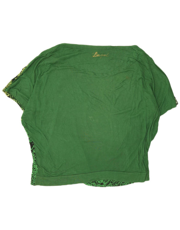 Desigual Womens Oversized Blouse Top UK 16 Large Green Paisley Viscose