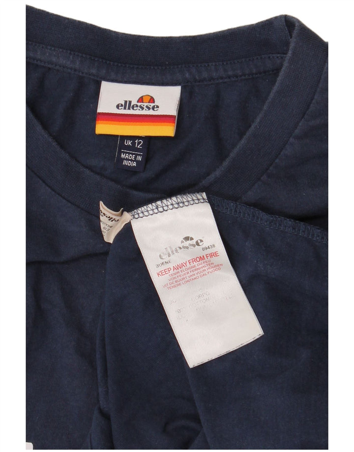 Ellesse Γυναικείο Γραφικό Μπλουζάκι Μακρυμάνικο UK 12 Medium Navy Blue βαμβακερό