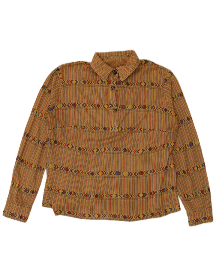 Vintage γυναικείο πουλόβερ πουκάμισο UK 12 Medium Beige ριγέ