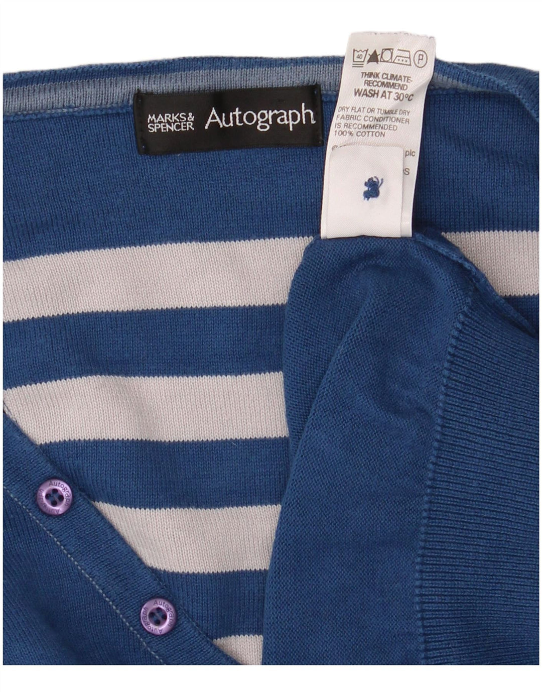 Ανδρικό πουλόβερ Marks & Spencer Autograph V-Neck Jumper Large Blue