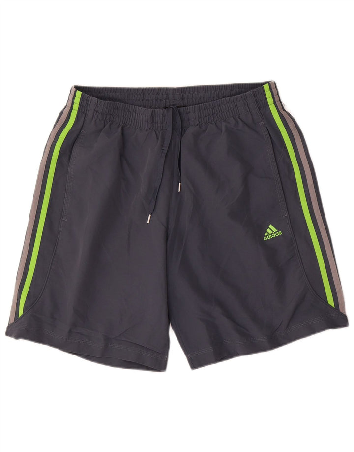 Ανδρικό αθλητικό σορτς Adidas Climalite από μεσαίο γκρι πολυεστέρα
