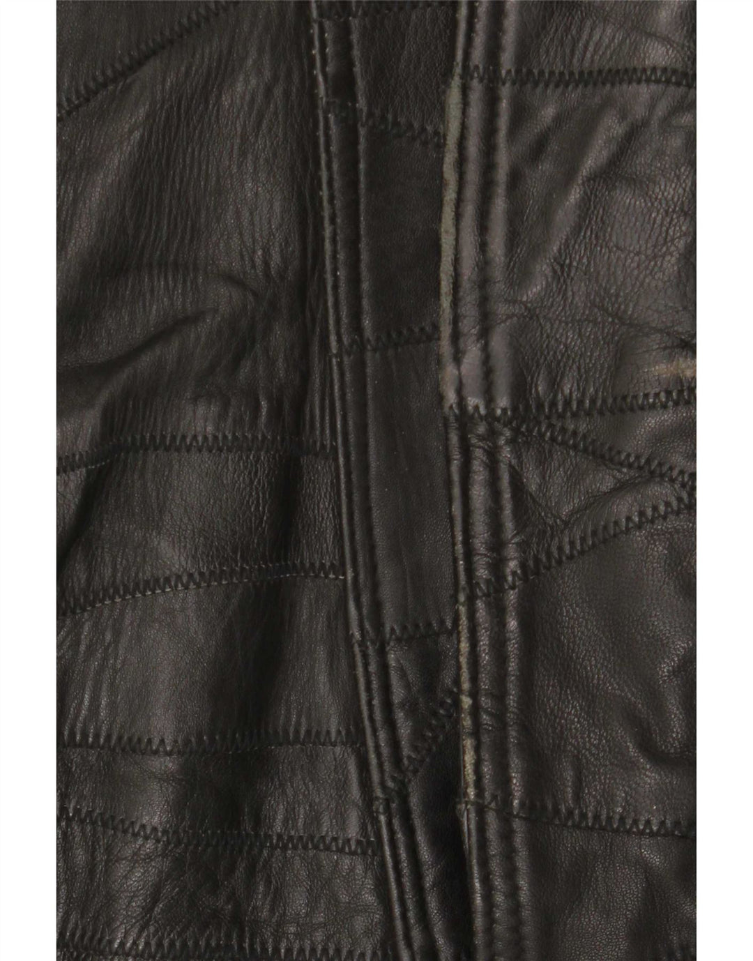 Vintage Ανδρικό Γραφικό Δερμάτινο Μπουφάν UK 40 Large Black Patchwork