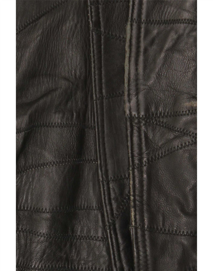 Vintage Ανδρικό Γραφικό Δερμάτινο Μπουφάν UK 40 Large Black Patchwork