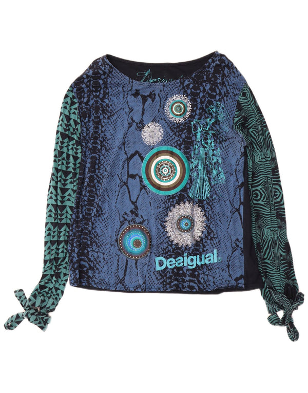 DESIGUAL Γυναικείο γραφικό μακρυμάνικο UK 18 XL Blue Animal Print Viscose