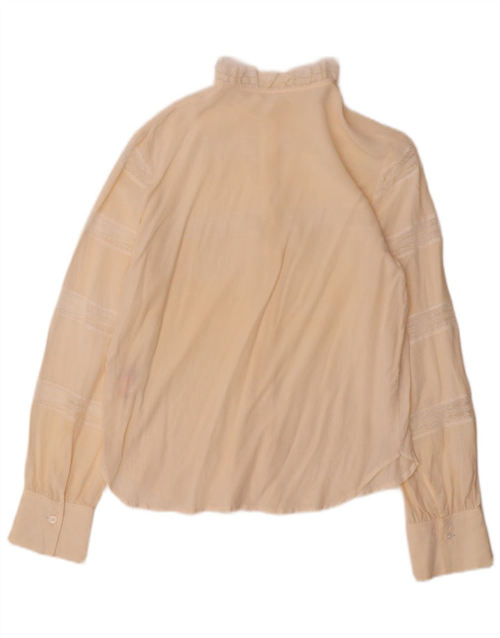 Vintage γυναικείο πουκάμισο μπλούζα EU 38 Medium Beige ριγέ μετάξι