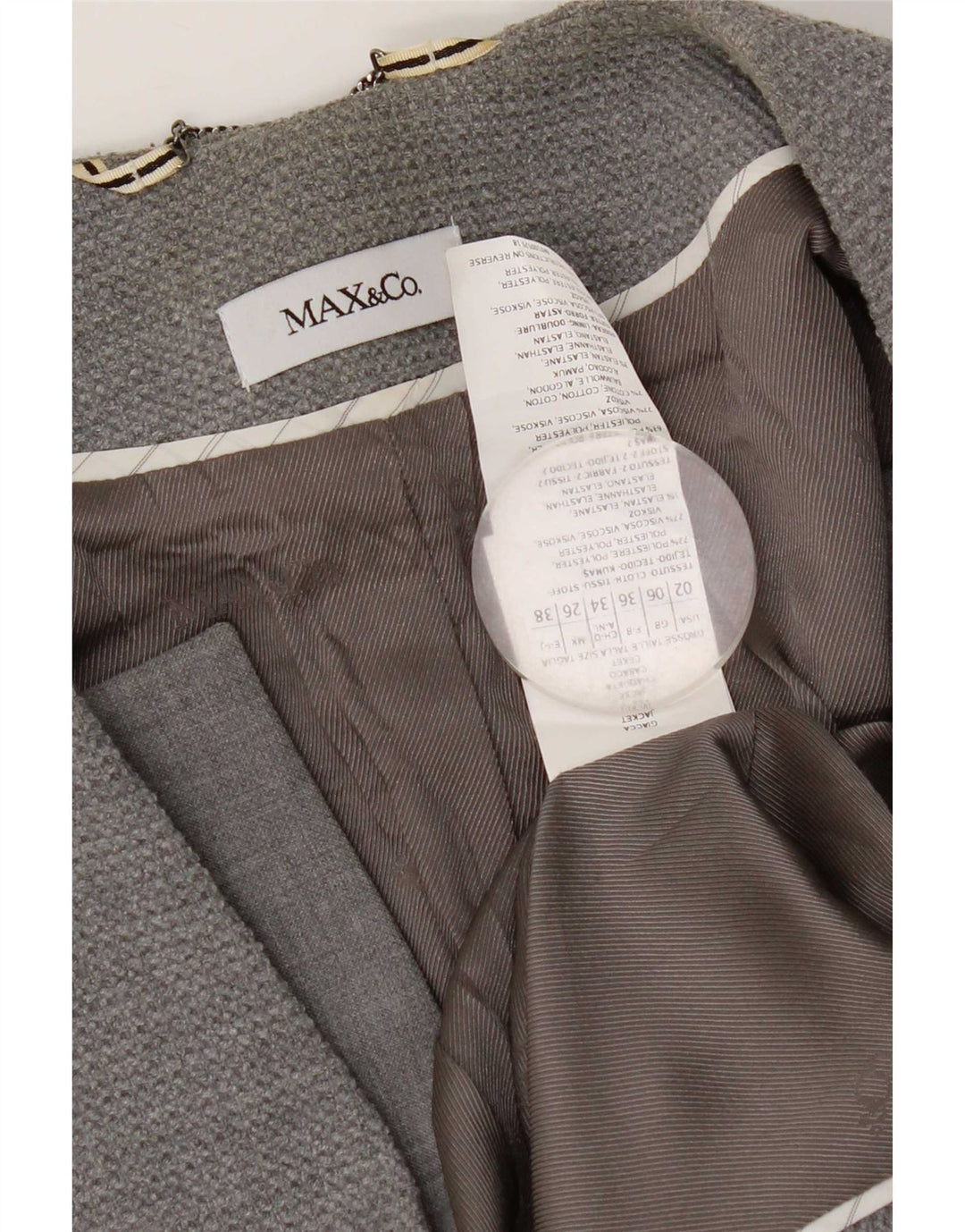 Max & Co. Γυναικείο σακάκι 1 κουμπιού UK 6 XS Grey Polyester