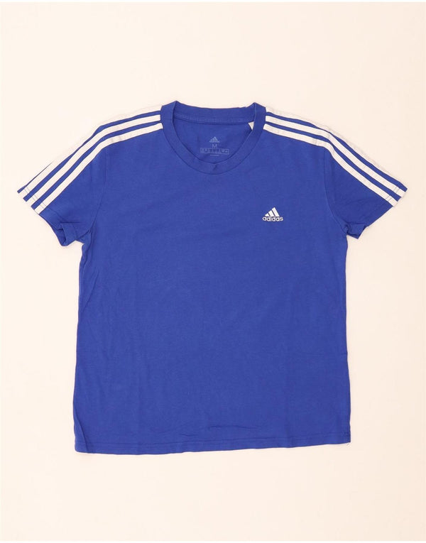 Γυναικείο T-Shirt ADIDAS Top UK 12/14 μεσαίο μπλε βαμβακερό