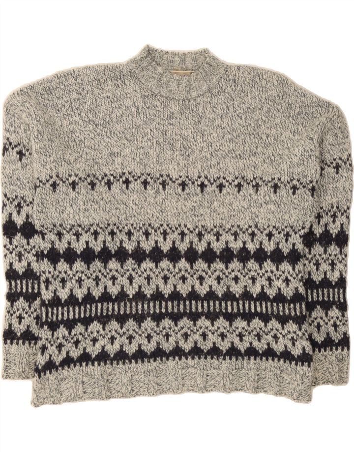 VINTAGE Mens Turtle Neck Jumper Sweater Small Navy Blue Fair Isle Vintage Vintage and Second-Hand Vintage from Messina Hembry 