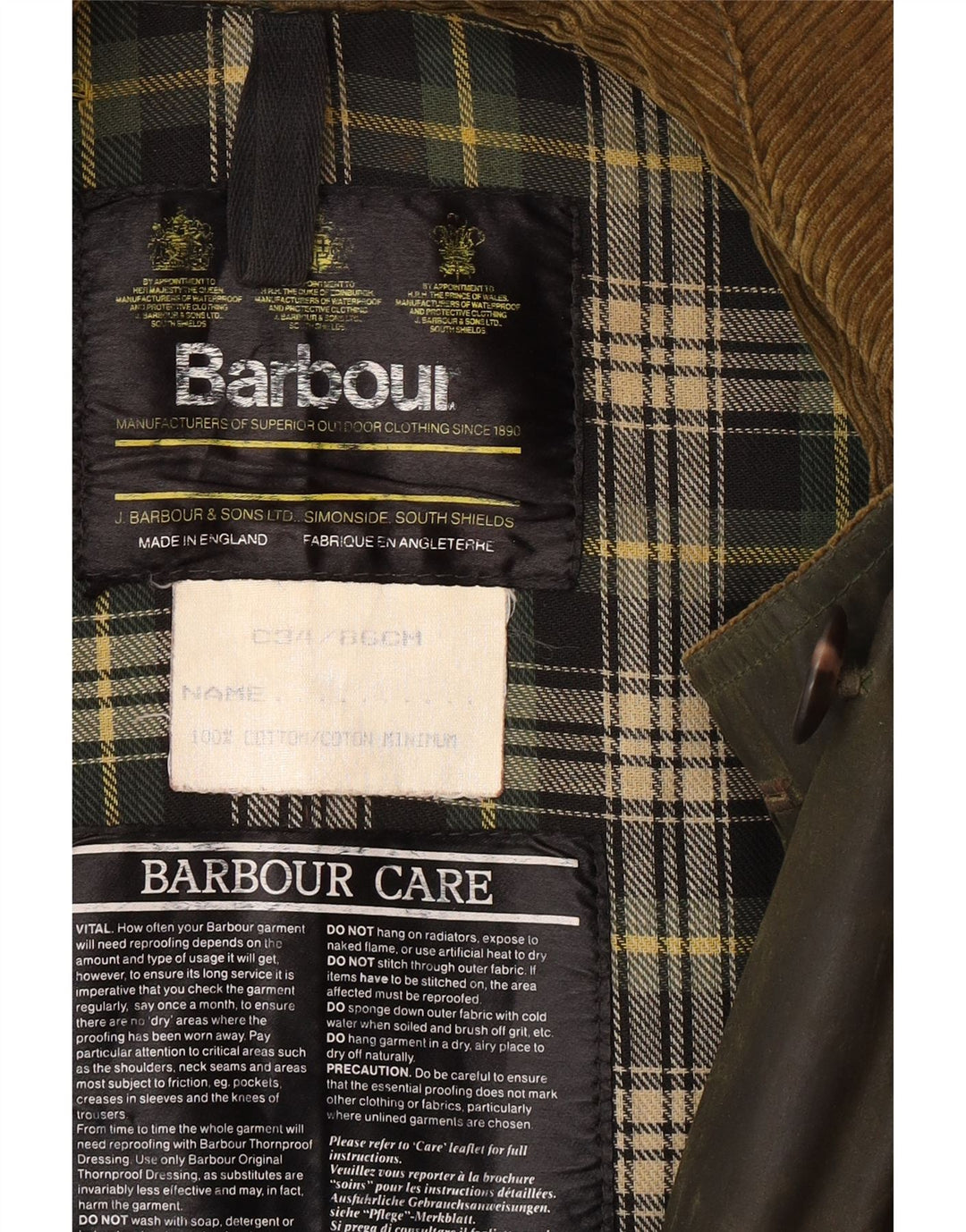 BARBOUR Γυναικεία κερωμένη βαμβακερή καμπαρντίνα EU 34 XS Khaki Cotton Classic
