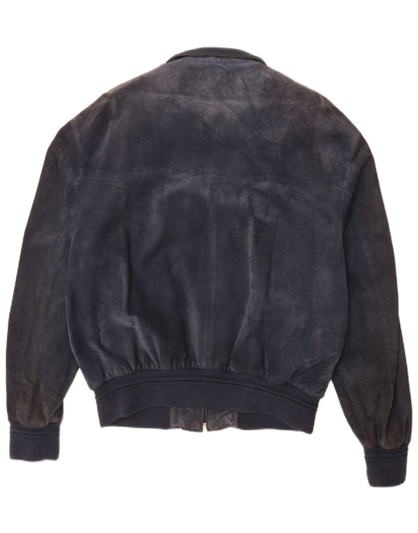 Vintage Ανδρικό Suede Bomber Jacket UK 42 XL Navy Blue