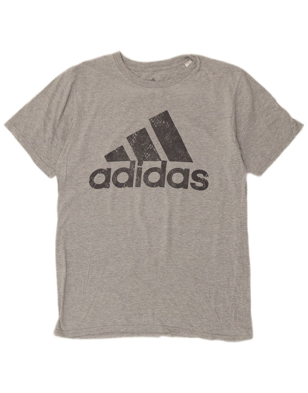 Ανδρικό γραφικό μπλουζάκι ADIDAS Top Medium Grey Cotton