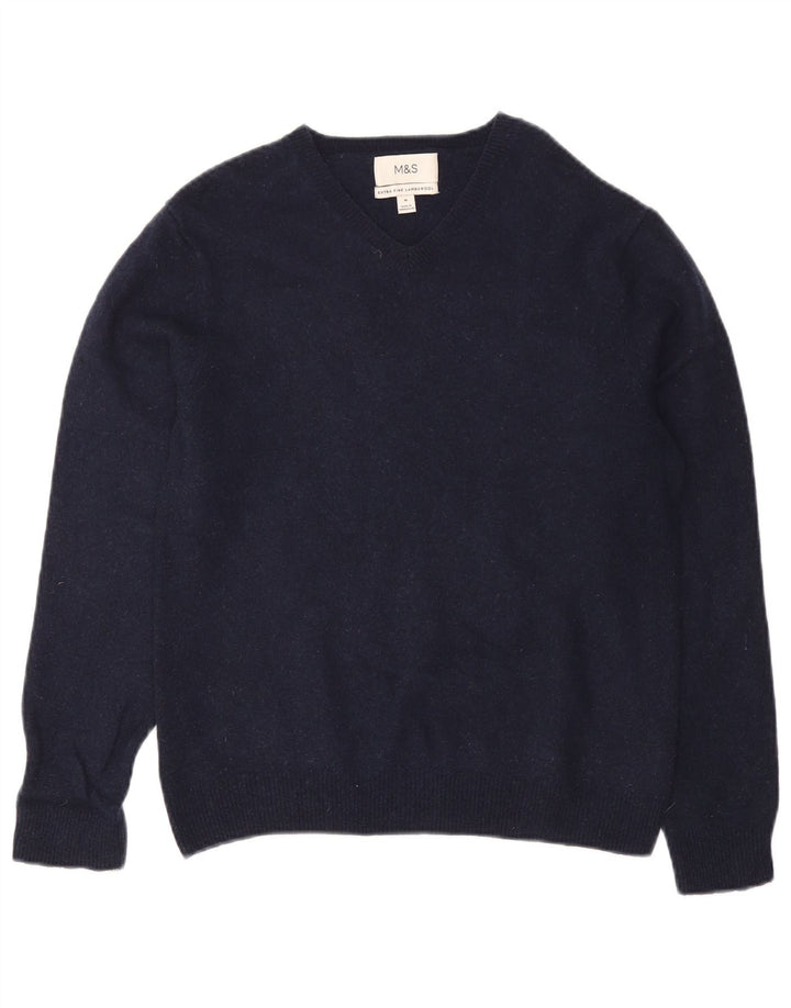 Marks & Spencer Ανδρικό γιλέκο Tank Top Medium Navy Blue Lambswool