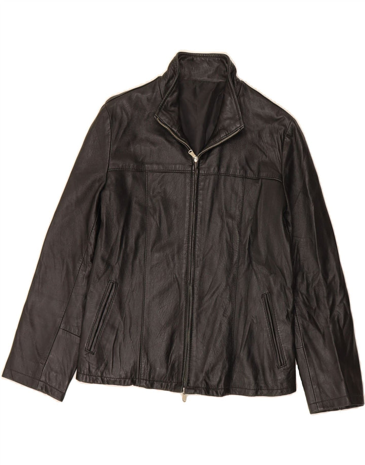 VINTAGE Womens Leather Jacket IT 46 Large Black Leather Vintage Vintage and Second-Hand Vintage from Messina Hembry 