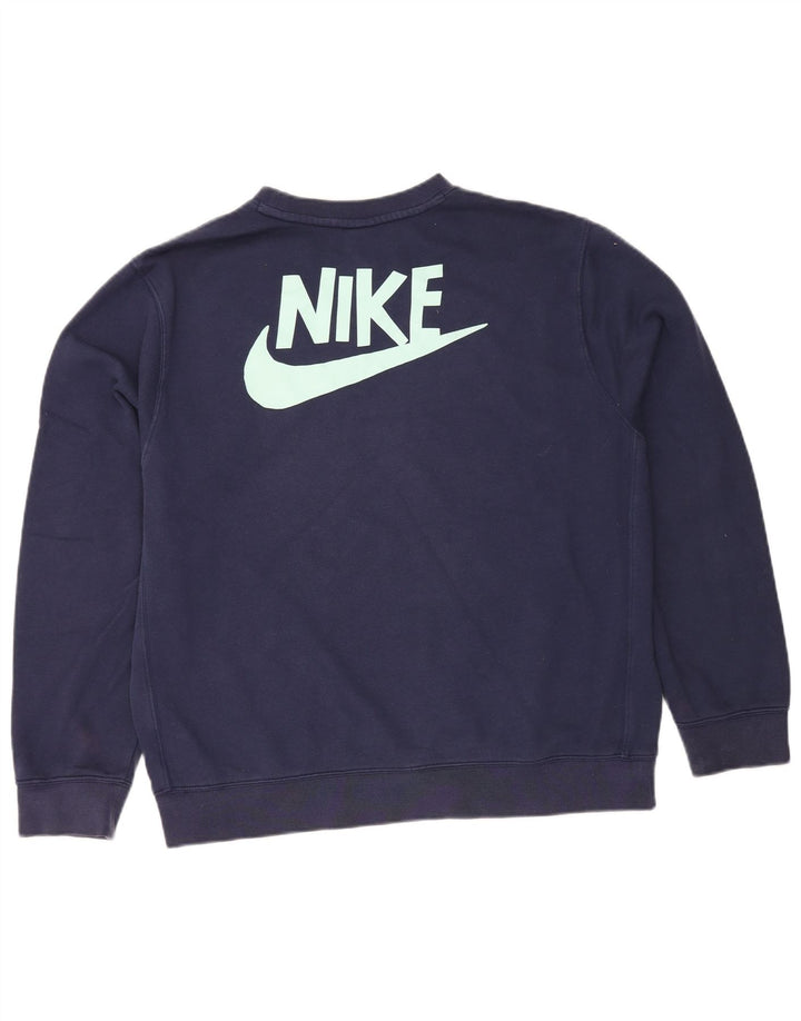 Ανδρικό γραφικό φούτερ Nike Jumper, μεσαίο μπλε βαμβακερό