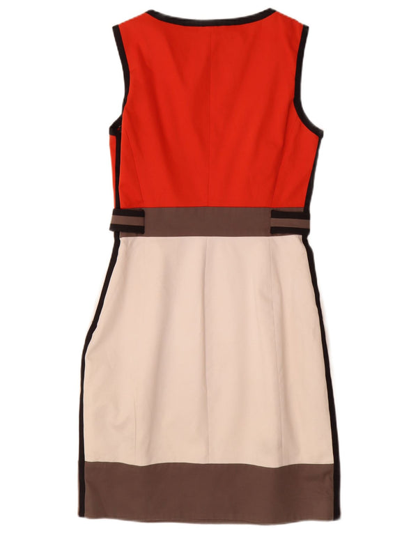 KAREN MILLEN Womens Sleeveless Sheath Dress UK 10 Small Red Colourblock