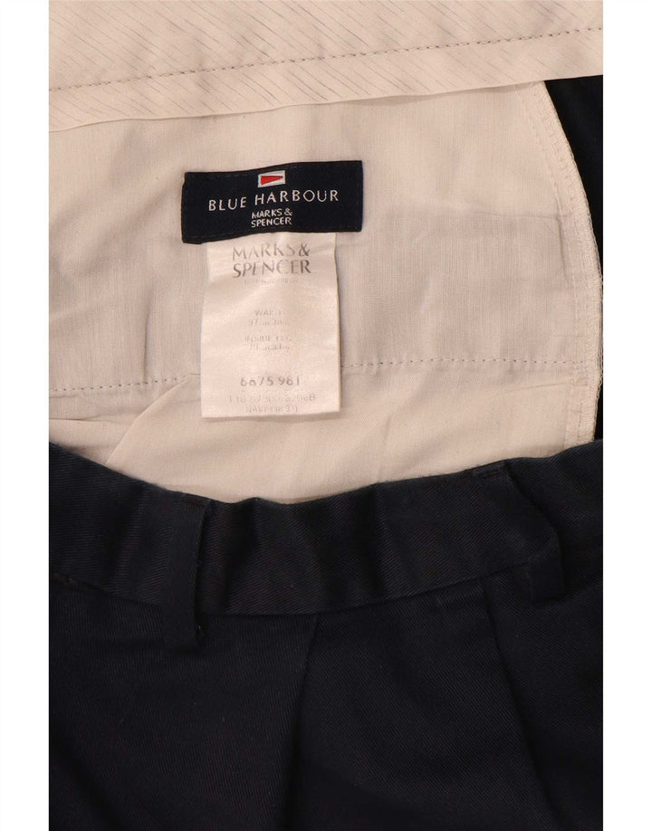Marks & Spencer Ανδρικό Μπλε παντελόνι με καρφίτσες φόρμα W38 L31 Navy Blue