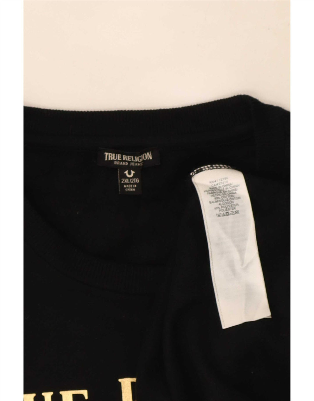 True Religion Ανδρικό γραφικό φούτερ Jumper 2XL Μαύρο βαμβακερό