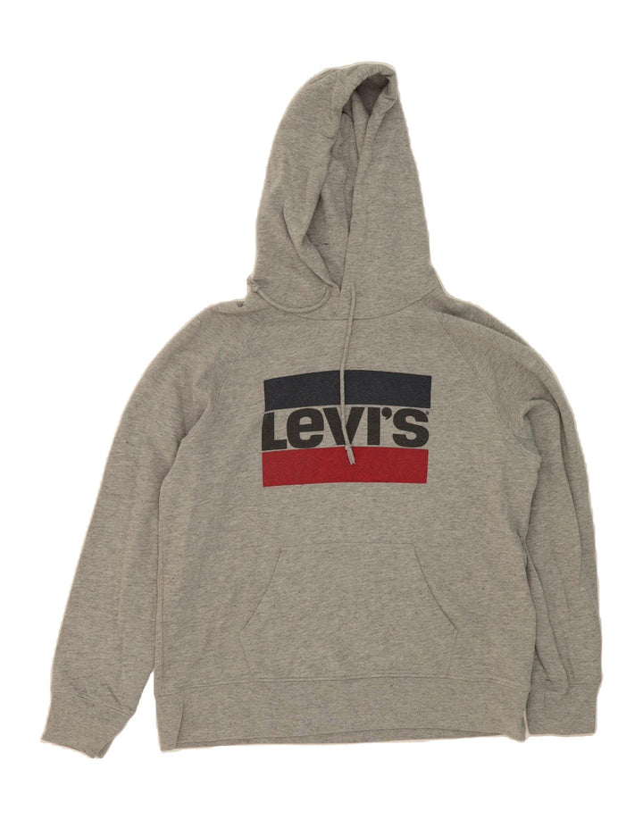 LEVI'S Mens Graphic Hoodie Jumper Medium Grey Cotton Vintage Levi's and Second-Hand Levi's from Messina Hembry 