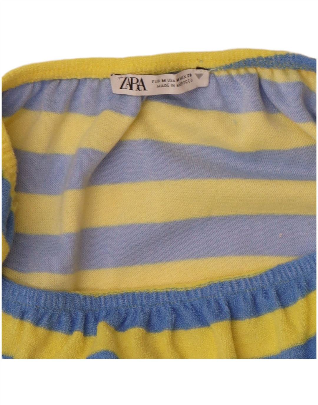 Zara Γυναικεία Στράπλες Playsuit UK 12 Βαμβακερό μεσαίο μπλε ριγέ