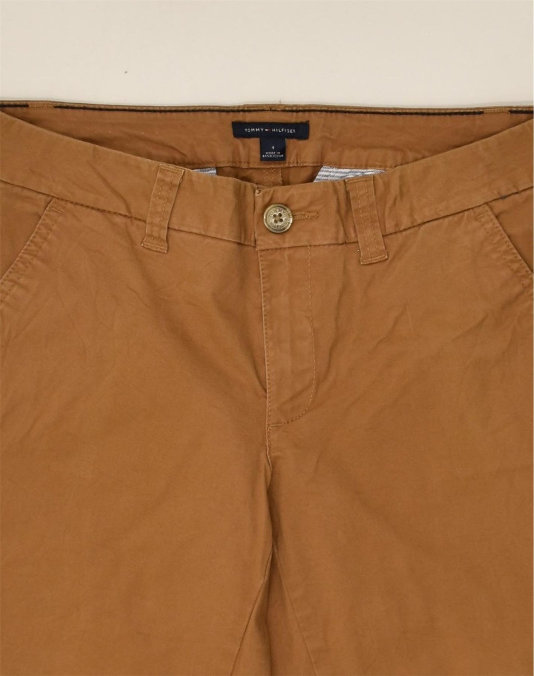 TOMMY HILFIGER Womens Slim Chino Trousers US 4 Small W30 L30 Brown Cotton | Vintage Tommy Hilfiger | Thrift | Second-Hand Tommy Hilfiger | Used Clothing | Messina Hembry 