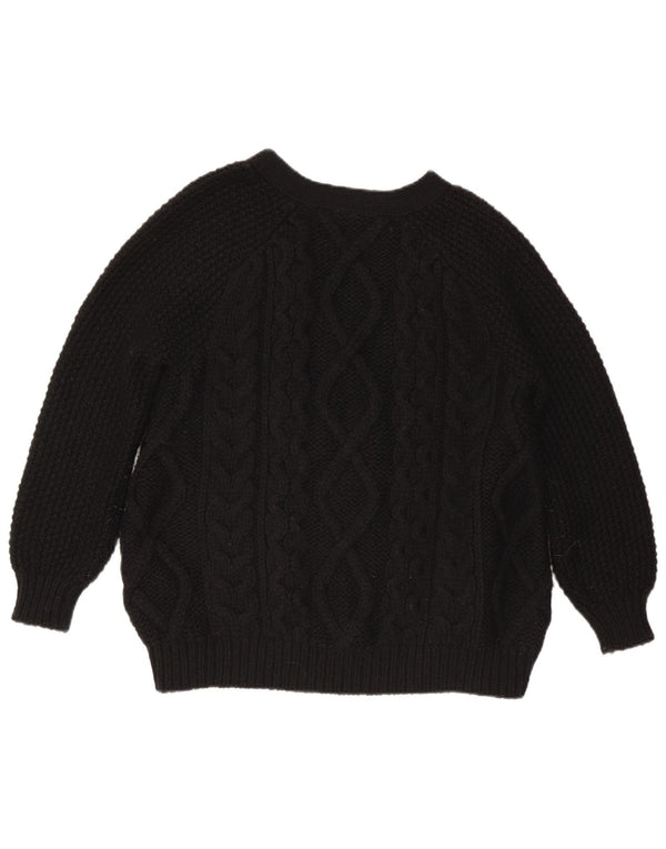 Stefanel Γυναικείο πουλόβερ ζακέτα UK 14 μεσαίο μαύρο μαλλί