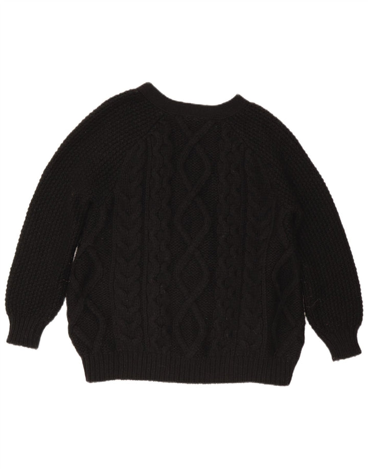 Stefanel Γυναικείο πουλόβερ ζακέτα UK 14 μεσαίο μαύρο μαλλί