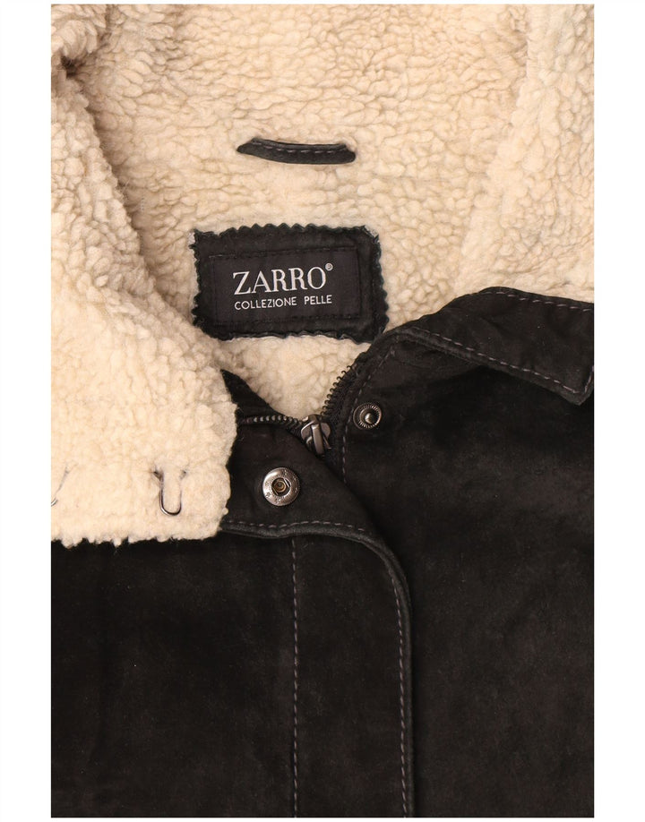 Zarro Γυναικείο Sherpa Suede Jacket UK 12 Medium Black Leather
