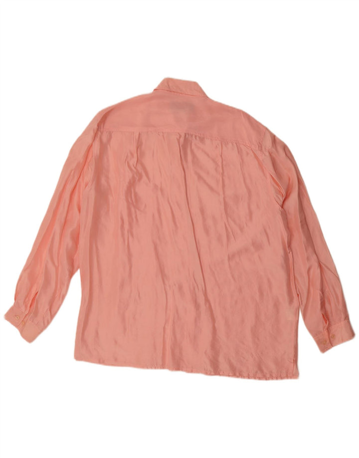 Vintage γυναικείο υπερμεγέθη πουκάμισο UK 14 Medium Pink Silk