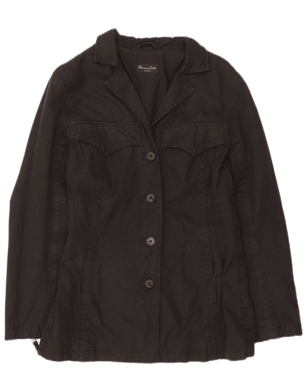 Massimo Dutti Womens Utility Jacket UK 16 Large Black Cotton