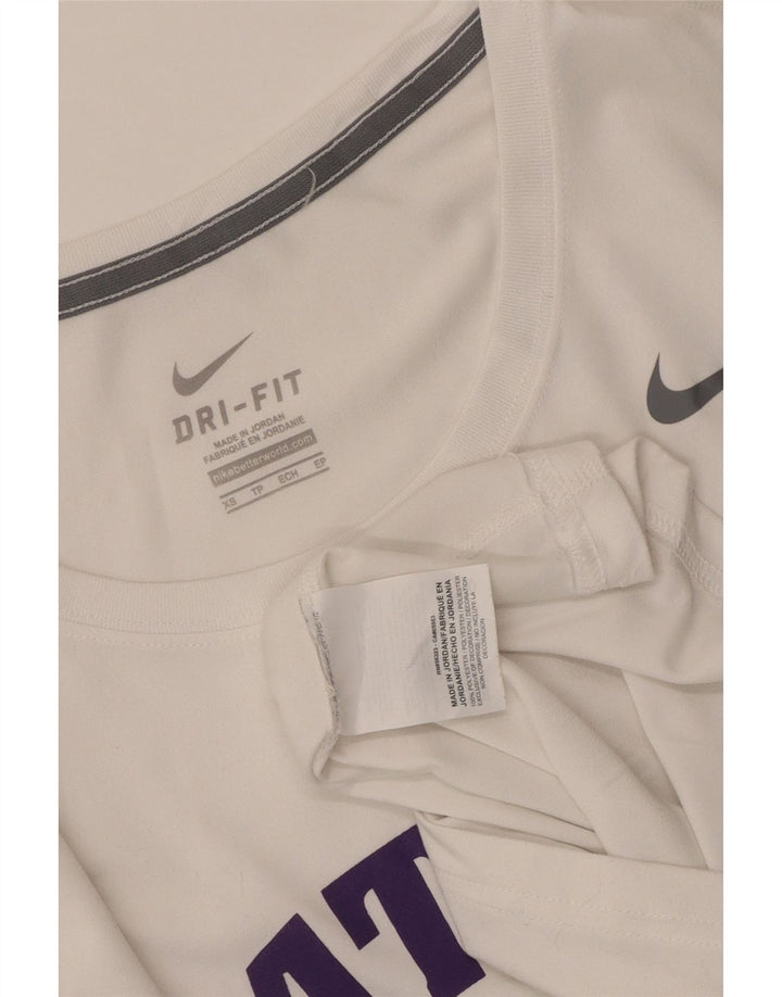 Γυναικείο μπλουζάκι Nike Patton Hawks γραφικό τοπ UK 6 XS λευκό πολυεστέρα