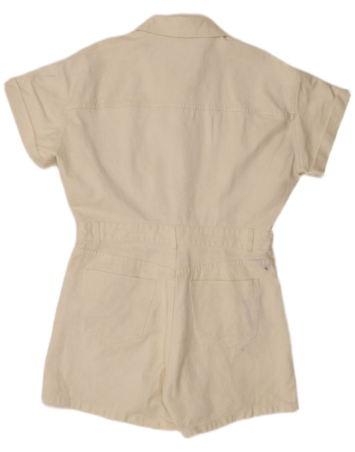 Zara Γυναικείο Τζιν Playsuit UK 20 2XL Λευκό βαμβακερό