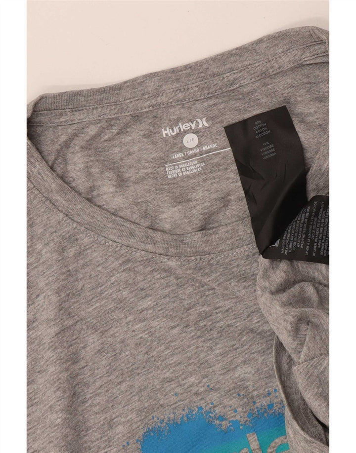 Ανδρικό γραφικό T-Shirt Hurley Top μεγάλο γκρι βαμβακερό